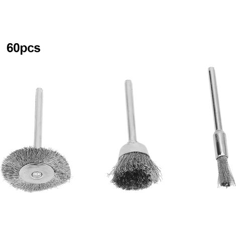 Ortviai Brosse métallique en acier inoxydable pour outil électrique – Lot de 60 pièces (T, bol et stylo) (1/5)