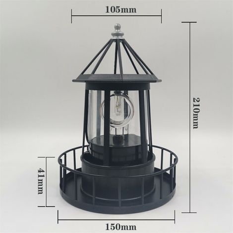 Lanterne solaire extérieure LED noire avec rotation, pour allée, patio et jardin – lot de 1