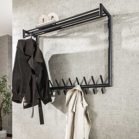 Garderobe Kym 20-Haken Dunkelgrau - Mit Stange