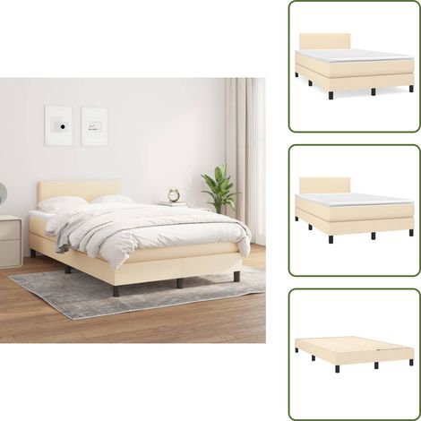 Letto con materasso a molle insacchettate - vidaXL Giroletto a Molle con Materasso Crema 120x200 cm in Tessuto - Letto con supporto medio-duro
