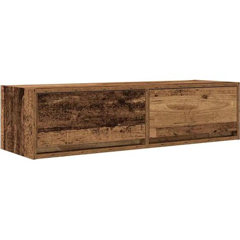 Mobile TV da parete moderno minimalista portaoggetti 100 x 31 x 25.5 cm in legno multistrato legno antico 020051707