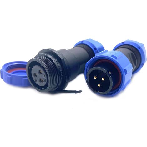 Connecteur Aviation Plug SP17 3 broches, IP68 3 broches sans soudure, prise d'aviation étanche et anti-poussière pour lampes extérieures, utilise 500 V 10 A (câble 14 AWG à sertir) (1/5)