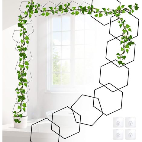 Lot de 20 treillis à chaîne pour plantes grimpantes d'intérieur, accessoires hexagonaux en métal pour la croissance de la vigne, lierre, pothos grimpeur vivant (1/5)