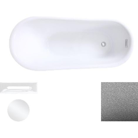 Baignoire îlot chrome glam avec bonde blanc CALIMA 170x74 (1/2)