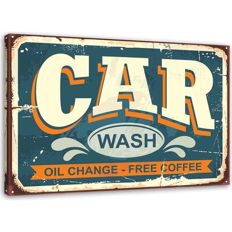 Tableau sur toile Panneau Car Wash Retro 60x40 (1/5)
