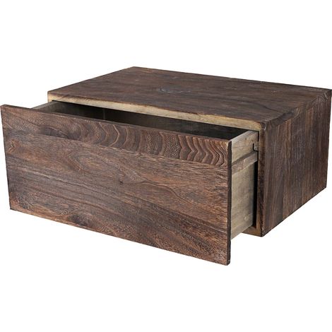 [JAMAIS UTILISÉ] Étagère murale Dinant, avec tiroir, 21x46x30cm style shabby, vintage, brun foncé