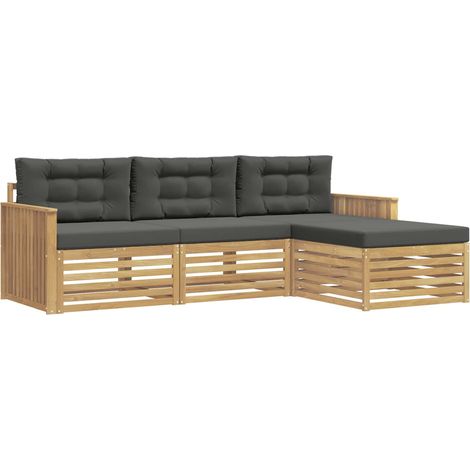 Conjunto de sofás de exterior 4 uds. 3 plaza Blanco y Antracita vidaXL (1/5)