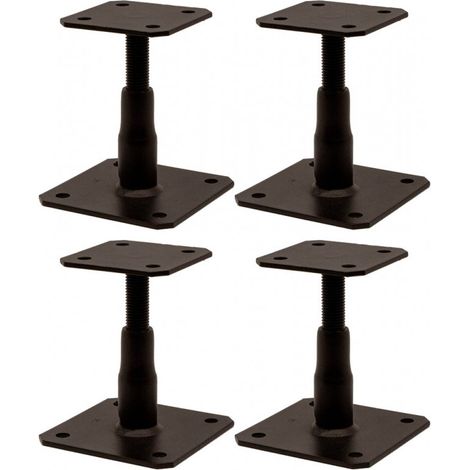 Simpson Strong Tie – Lot de 4 pieds de poteau réglables noir – Acier S235JR – Réglable 100-150 mm – Pour béton et bois massif – Finition électrozinguée - 150PB (1/5)