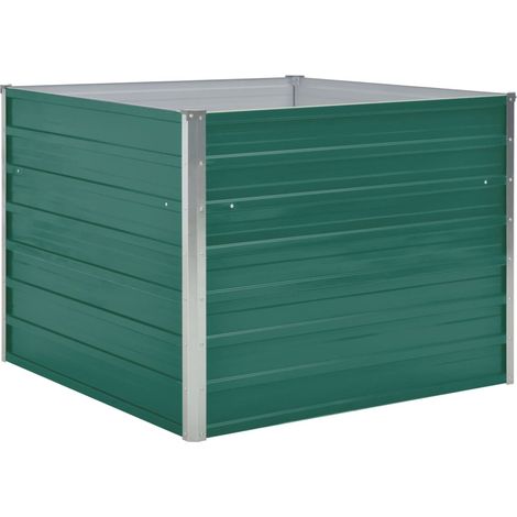 Fioriera rialzata per piante e fiori giardino 100 x 100 x 77 cm acciaio zincato verde 020000787