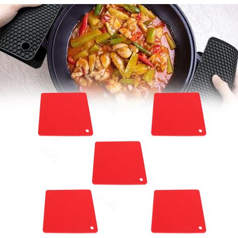 Juego de 5 moldes de silicona rojos, resistentes al calor y antideslizantes para la cocina. (1/5)