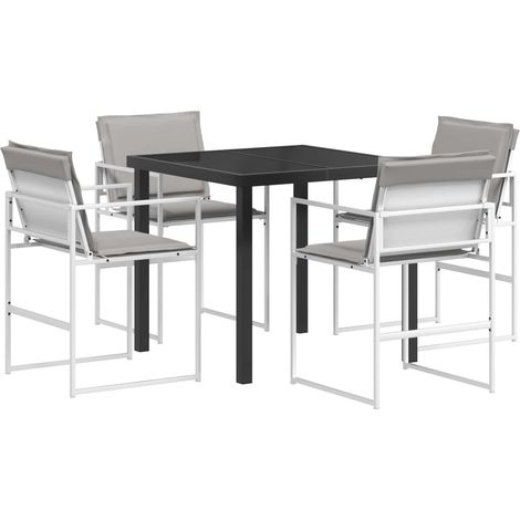 Set da Pranzo per Giardino 5 pcs Bianco e Grigio Chiaro vidaXL (1/5)