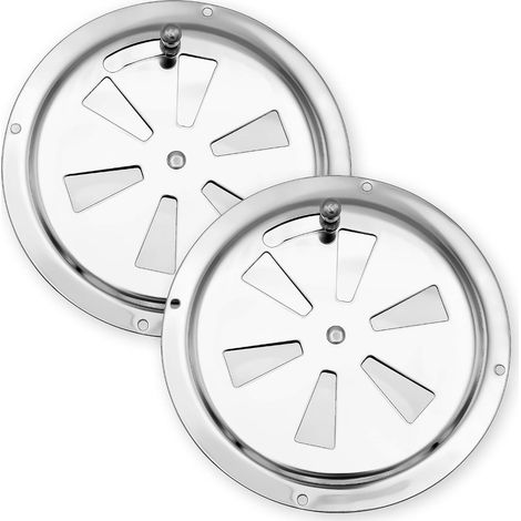 2 x Rosette d'aération en Acier Inoxydable Ø 125 mm I Double Paquet de plaques branchiales I Coulisseau d'aération de la Grille, Bateau, Campeur, Maison etc. I Ventilateur Rond verrouillable (1/5)