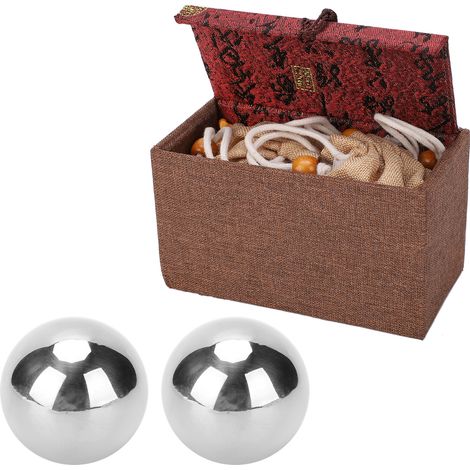 Lot de 2 billes en acier inoxydable 304 massif pour la rééducation, le fitness et le massage, diamètre 50 mm. (1/5)