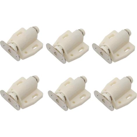 6 PCS Loqueteau Magnétique à Pression Loquet Aimanté en Plastique Loquet Magnétique à Fermeture Douce pour Porte Cabinet Tiroir Placard Coulissante Chambre Cuisine Salle de Bain - Blanc (1/5)