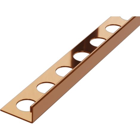 Eckprofil J aus Edelstahl für Fliesen 12mm x 2700mm - poliertes Kupfer