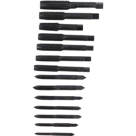 Lot de 14 filières à tailler filets en acier à roulement noir nitruré, tarauds à gorge droite pour perçage et machines (1/5)