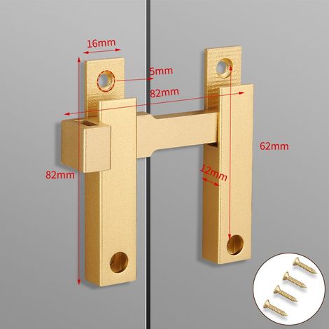 Verrou De Porte 180 Degres - Alliage D'aluminium - Pour Porte Battante Porte Coulissante Porte De Cabinet Porte De Garage - 82 X 82 Mm - 1 Unite (1/3)