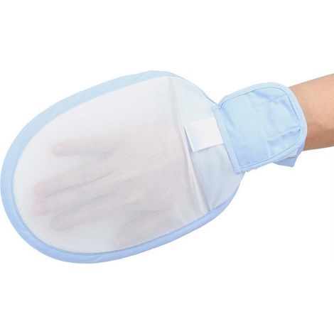 Gant de contention multifonctionnel respirant, protecteur contre les griffures pour les personnes âgées (bleu et blanc) (1/5)