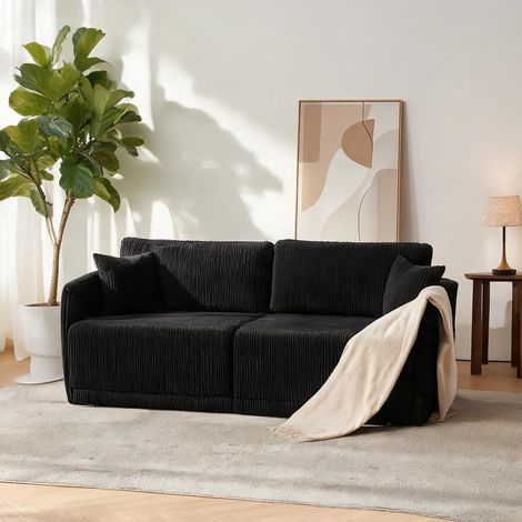 Canapé convertible 3 places en tissu noir 182 x 88 x 84 cm (1/5)