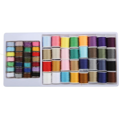 Sewing Thread Set 60 Shaft Multicolor Practical Polyester Sewing Thread Set with Reusable Bobbin for Sewing Machine (1/5)