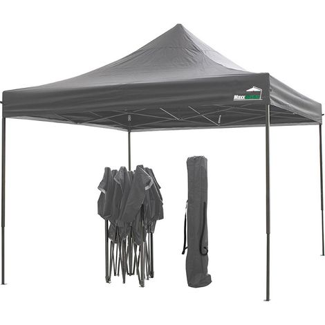 MaxxGarden Carpa de Jardín de 3 x 3 m - Plegable - Cenador Robusto Impermeable - Garden Tent Resistente al Agua Laterales para Reception, Fiesta, Camping, Festival, Cerveza - Antracita (1/5)