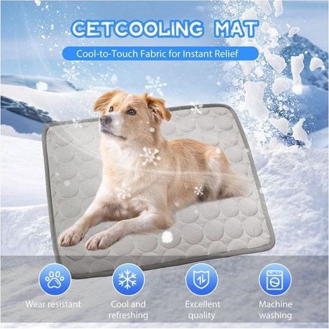 Tapis Rafraîchissant Chat Gris XL 100x75cm Grand Coussin Été Pour Grand Chien Auto-Refroidissant, Résistant et Facile à Nettoyer (1/5)