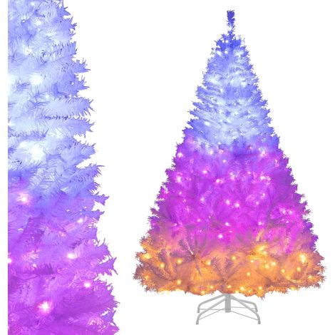 COSTWAY Sapin de Noël Artificiel de 180, Arbre Pré-Éclairé Articulé avec 1000 Pointes de Branches, 280/400 Lumières LED, 11 Modes d’Éclairage & Support Métallique Pliable, pour Fête, Vacances (1/5)