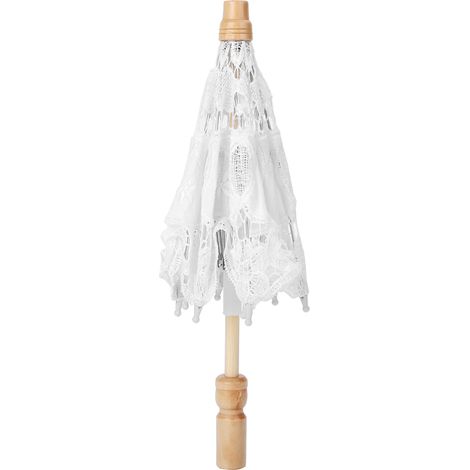 Parasol blanc brodé main fleur dentelle pour mariage photo séance ombrelle (1/5)