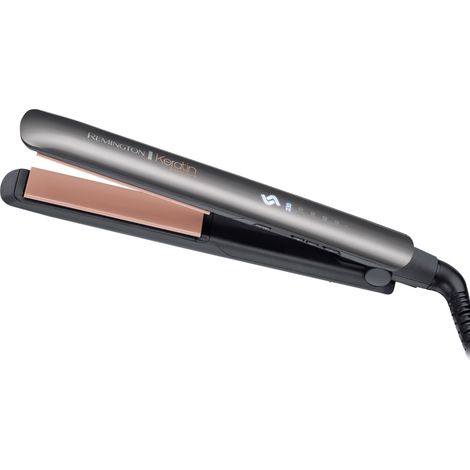 Piastra per Capelli Remington Keratin Protect S8598 con Tecnologia Intelligente, Rivestimento in Ceramica e Olio di Mandorle, Regolabile 160-230�C, Colore Nero-Grigio (1/5)