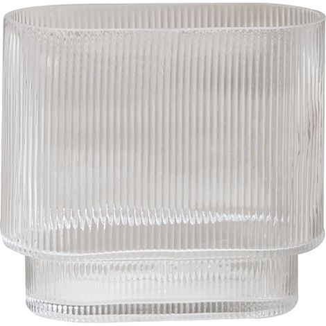 Jarrón de cristal transparente con diseño acanalado, en forma de U, ideal para ramos y como elemento decorativo, 18 cm de alto, 20 cm de ancho en la abertura, modelo B, 1030 g (1/5)