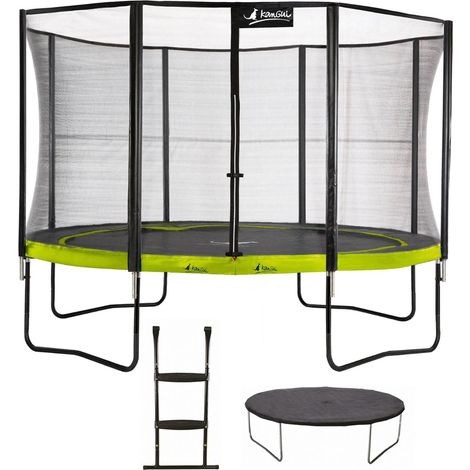 Trampoline de jardin rond 430 cm – Filet de sécurité, échelle, bâche de protection – Structure en acier galvanisé, 100 kg max – Kangui (1/4)
