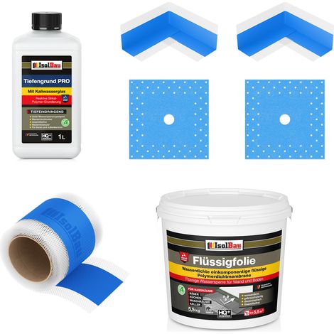 Dichtset Dusche Flüssigfolie 5,5 kg Abdichtset Dichtband Bad Duschelement Set (1/5)