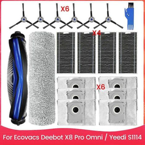 19-teiliges Set inklusive Bürste, Staubbeutel und Filter für Ecovacs Deebot X8 Pro Omni und Yeedi S1 4 Staubsauger – Ersatzteile