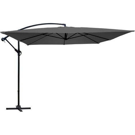 Mob Event Pro – Parasol déporté 3x3m en acier gris anthracite – Mât central 48mm – Mât déporté 27x18mm – Toile polyester 160g/m² – Surface ombrage 9m²