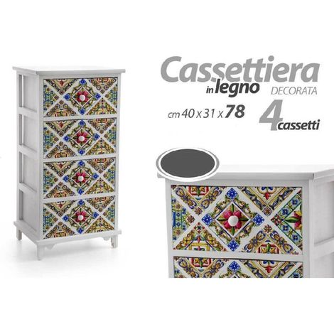 Trade Shop - HOLZKOMMODE MIT 4 SCHUBLADEN MEDITERRAN KÜCHE BAD SCHLAFZIMMER 78X40X31CM 829376 - (1/2)