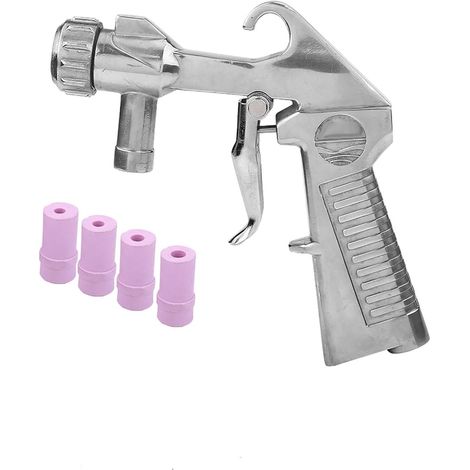 Kit Pistolet de Sablage, Air Siphon Sandblaster Sableuse, Pulvérisateur de Pistolet à Alimentation par Gravité avec 4 Buses en Céramique, Grenaillage Abrasif Sableuse Feed Blast Pistolet (1/4)