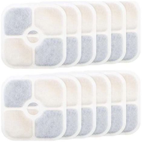 12pcs Pet Fountain Filters Replacement Compatible with Catit PIXI 43717 Cat Water Fountain Water Dispenser Filters Accessories, 8.4x8.4cm (1/4)