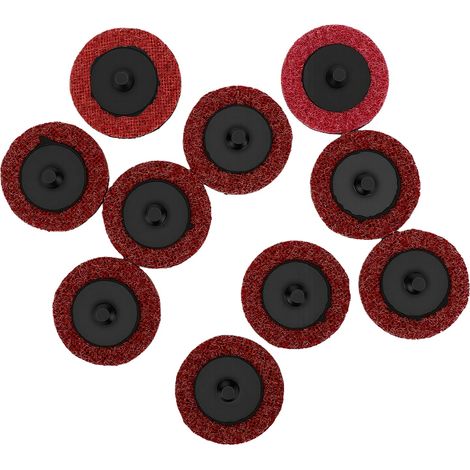 Ensemble de 10 disques de ponçage rouges en nylon de 2 pouces, grain 180-240, à changement rapide, pour la finition des surfaces courbes. (1/5)