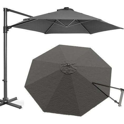 Toile Parasol 8 Baleines Déporté Garden Parasol Cover Auvent De Remplacement Umbrella Canopy De Terrasse, Protection UV Housse De Rechange(Gray,3.5m) (1/5)