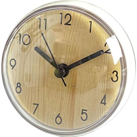 Horloge Murale à Piles Fixation Ventouse Étanche Fonctionne sur Pile Décoration Murale pour Cuisine Salon pour Salon, Chambre, Cuisine, Salle de Bain, Bureau, Maison Rustique, Étagère (1/5)