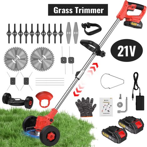 Tondeuse sans fil compatible Makita 18V – coupe-herbe portable réglable – 2 batteries incluses – outil jardin multifonction