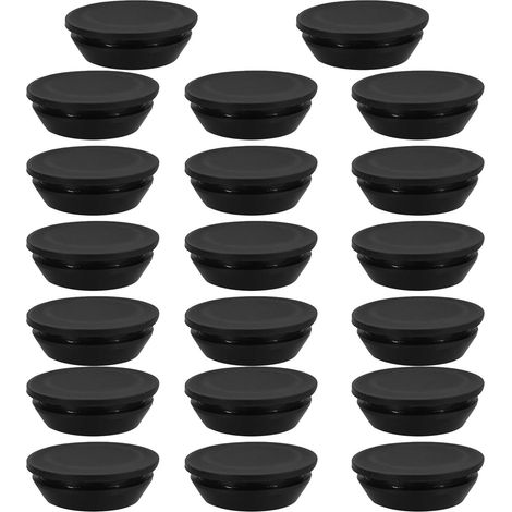 Lot de 20 Bouchons Noirs pour Trous Ronds : Bouchons Anti-poussière pour Trous Ronds de 30 à 33 mm, mobilier de cloison - Installation Facile par Simple Pression, étanchéité Parfaite, (1/5)