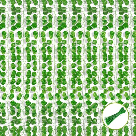 Guirlande de feuilles de vigne artificielles Bcc, 12 pièces – avec attaches de câble – pour décoration murale, jardin, mariage, fête