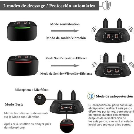 Automatisches Antibellhalsband für Hunde mit intelligenter Bellkontrolle, effektiver Vibration und akustischem Signal, 4 Empfindlichkeitsstufen mit LED-Anzeige, IP67 wasserdicht und wiederaufladbar (1/4)