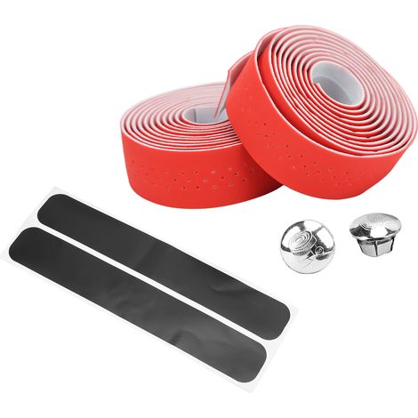 1 Paire de Poignée de Guidon Vélo Anti-dérapante en Cuir PU Imperméable pour Vélo de Route Rouge (1/5)
