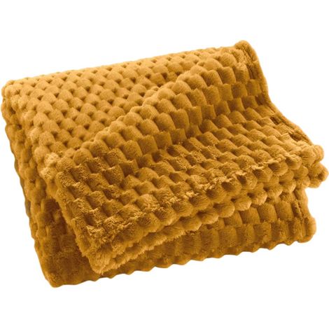 Plaid Flanelle en Relief "Mini Frosty" 125x150cm Ocre