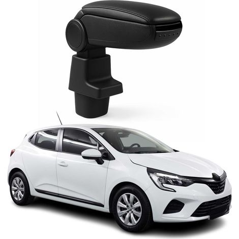 OMAC Accoudoir pour Renault Clio 2019-2025 - Snap-On - ABS + Simili Cuir - Aucune Perçage ou Installation - Installation Facile Noir