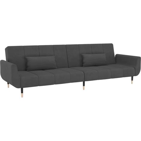 Sofá cama de 2 plazas cama de invitados convertible para salón diván cama plegable para salón interior hogar con dos almohadas terciopelo gris oscuro 020018944 (1/5)