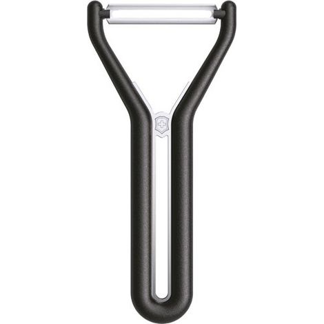 Victorinox Pelapatate Nova-Y, Pelaverdure Universale, per Frutta e Verdura, Bordo Dritto, Doppio Taglio, Extra Affilato, Swiss Made, Nero