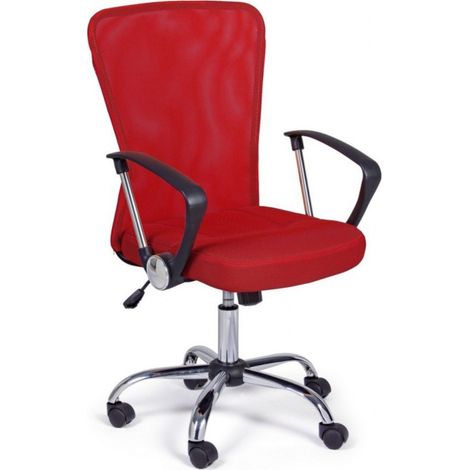 Sedia da ufficio ergonomica "Brisbane" con ruote, poltrona presidenziale per scrivania -Rosso (1/5)